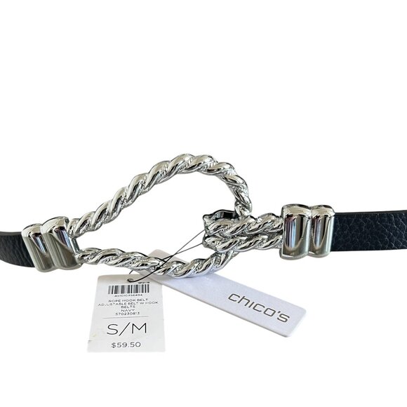 Chico\'s NEW Rope Hook Leather Belt In Navy Blue Size S/M main image 9